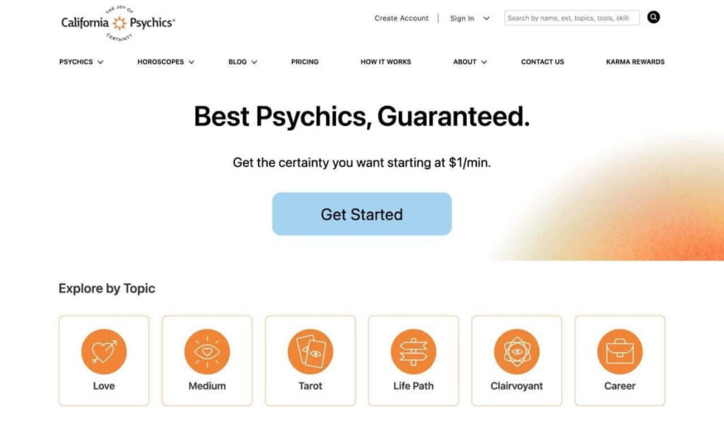 California Psychics website